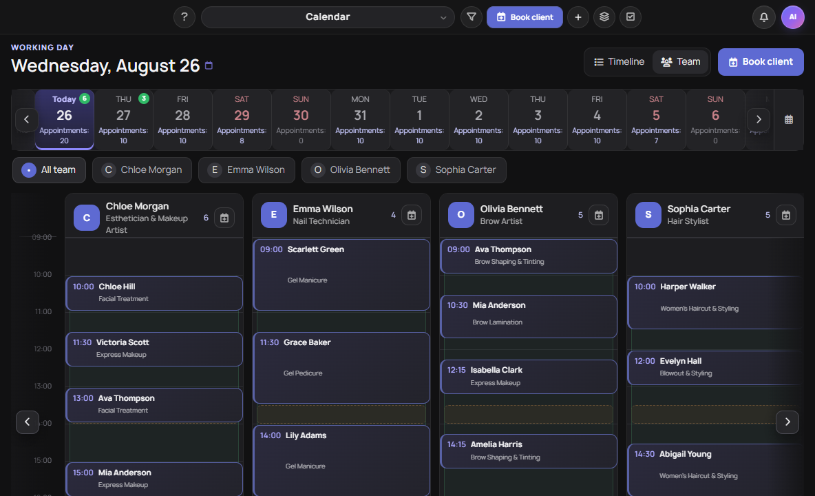 A calendar that shows the whole day.