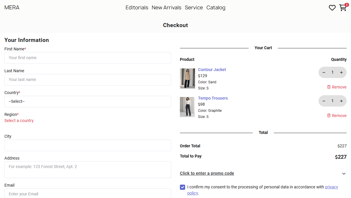 Cart and order